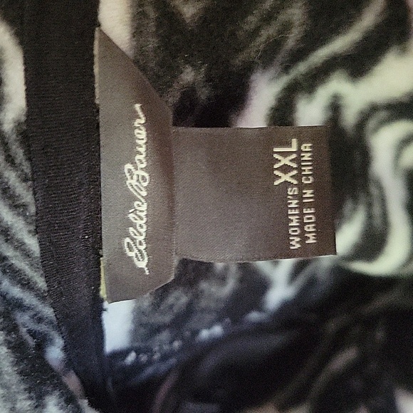EDDIE‎ BAUER Fleece Pullover Aztec Print Quarter Zip Cozy Comfy  Black Gray XXL - Picture 5 of 6